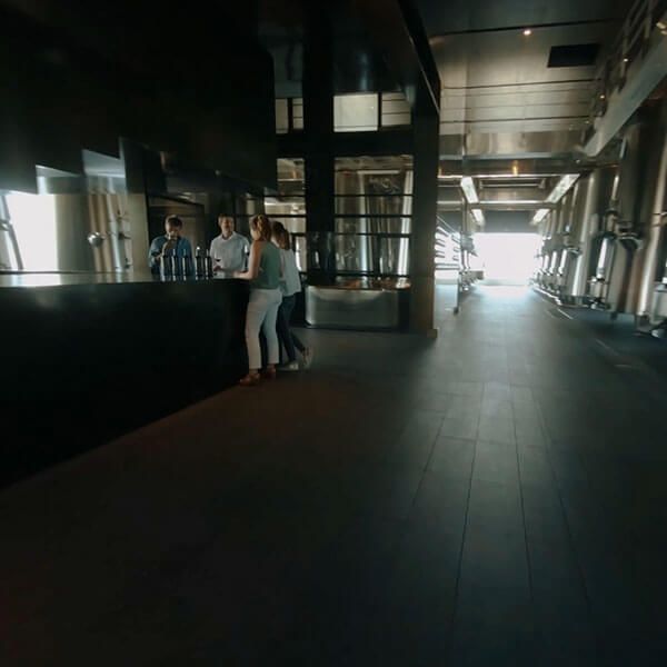 People tasting wines at a counter